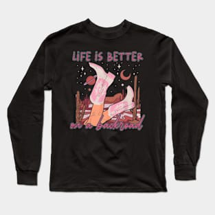 Life Is Better On A Backroad Desert Cactus Mountain Boots Long Sleeve T-Shirt